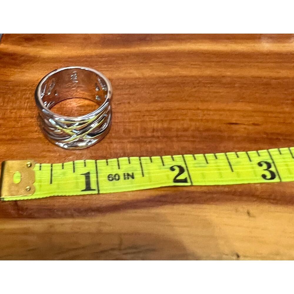 Lia Sophia Silver Tone Criss Cross Celtic Knot Brutalist Chunky Accent Ring 9 - Picture 7 of 7